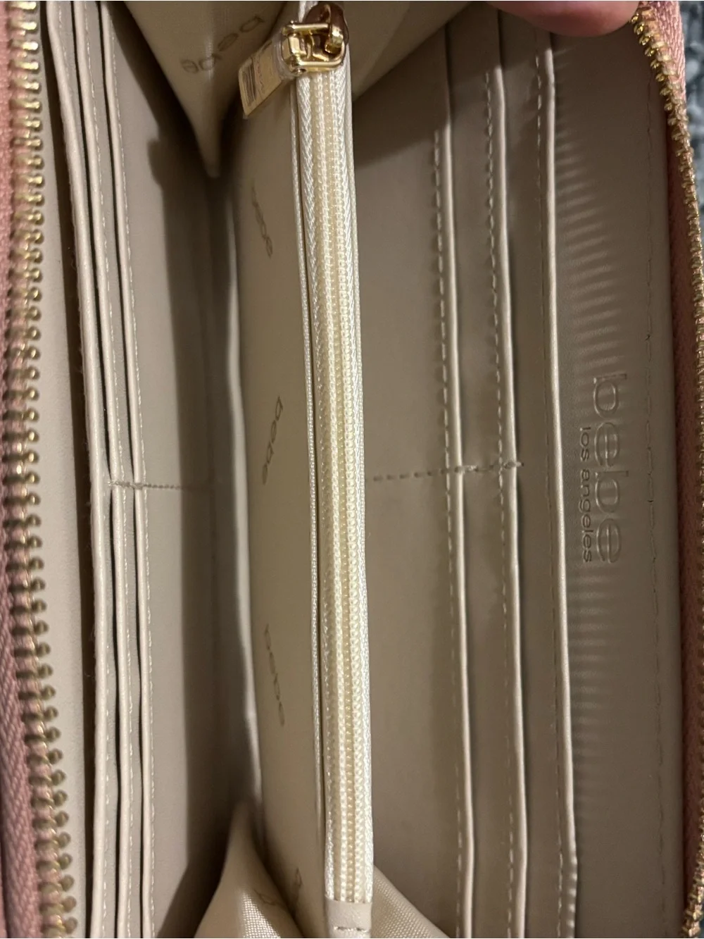 Leather Pink Women's Wallet with Gold Accent